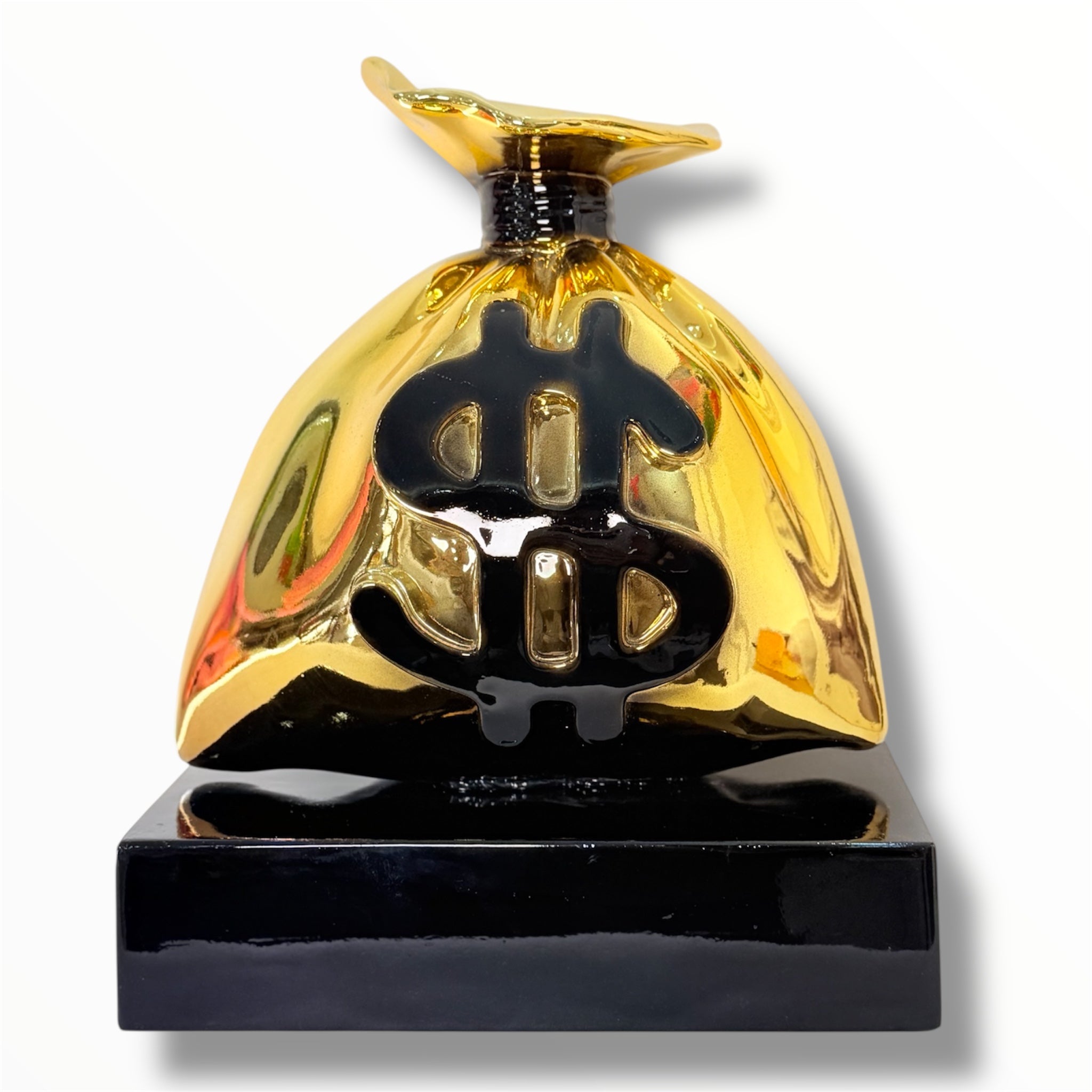 Green Money Bag Sculpture - Alec Monopoly Inspired Pop Art Sculpture - HT Animal Supply image 1