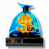 Blue Money Bag Sculpture - Alec Monopoly Inspired Pop Art Decor