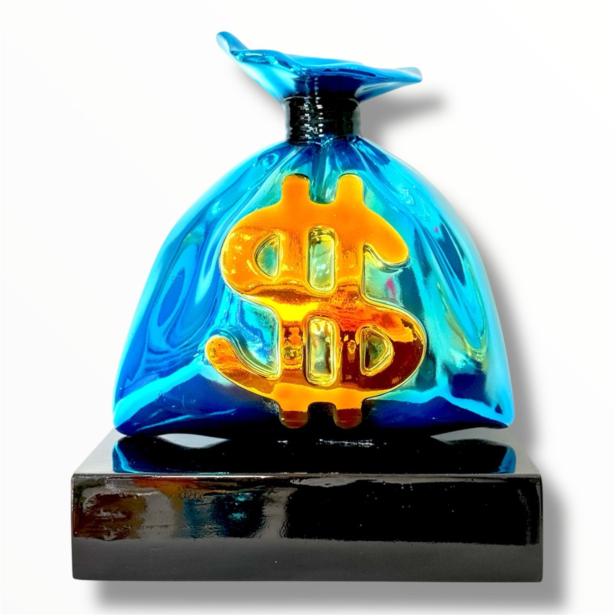 And Iconic Blue Money Bag Graffiti Pop Art Sculpture
