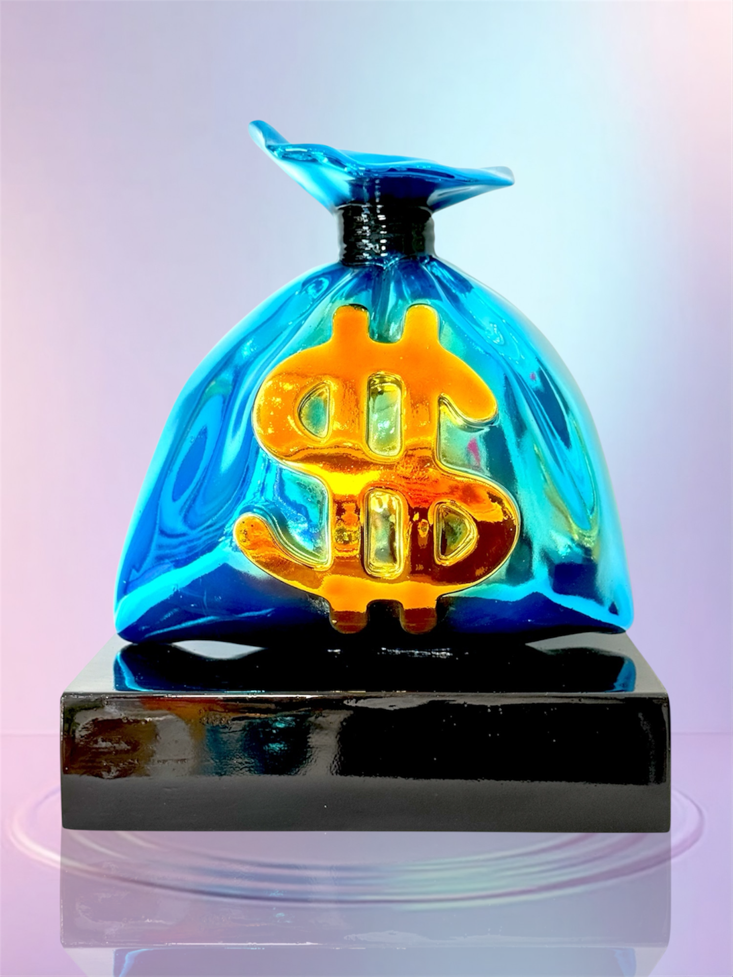 And Iconic Blue Money Bag Graffiti Pop Art Sculpture