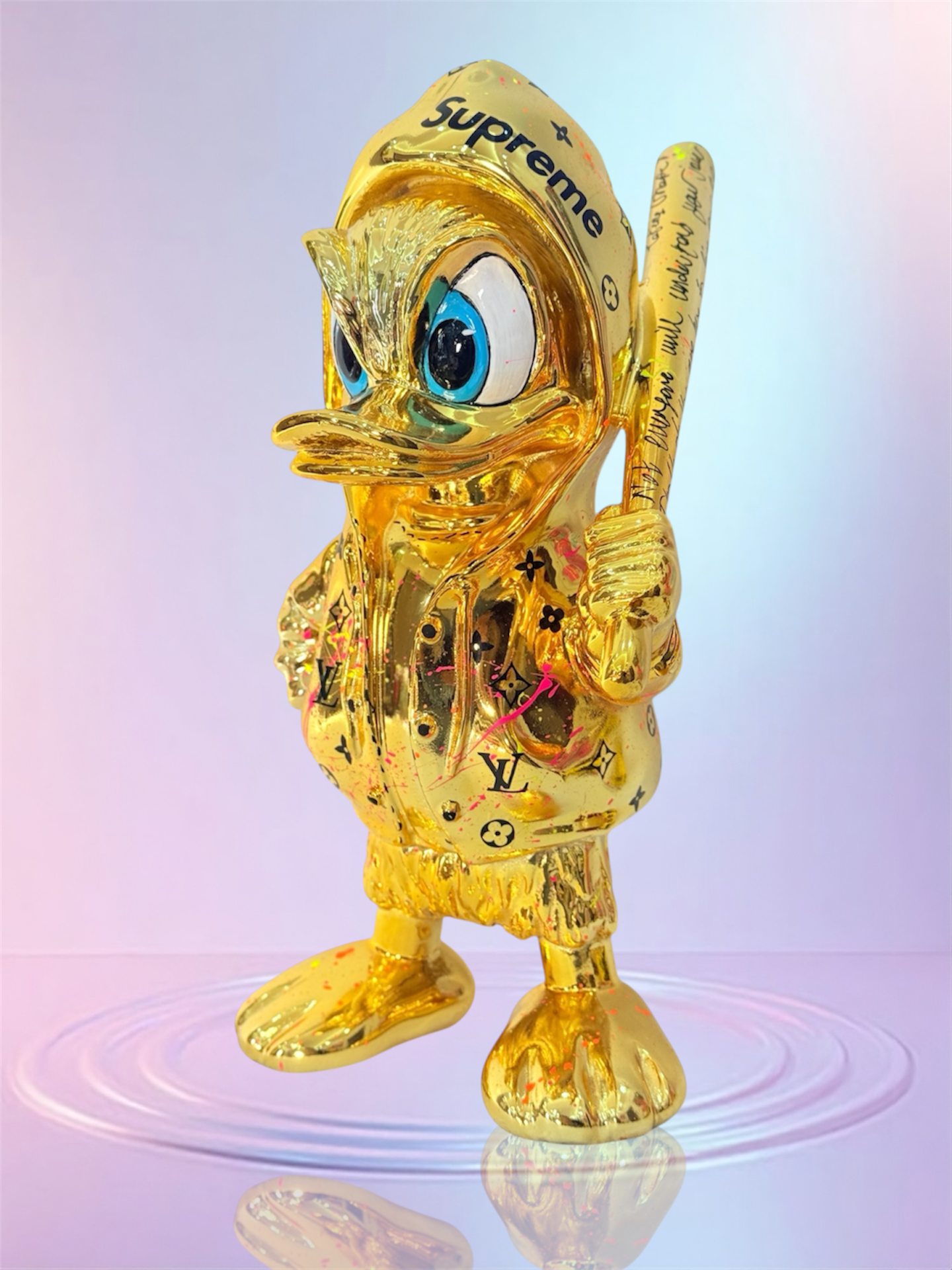 And Iconic Duxx Duck Gold Chrome Luxury Pattern Sculpture
