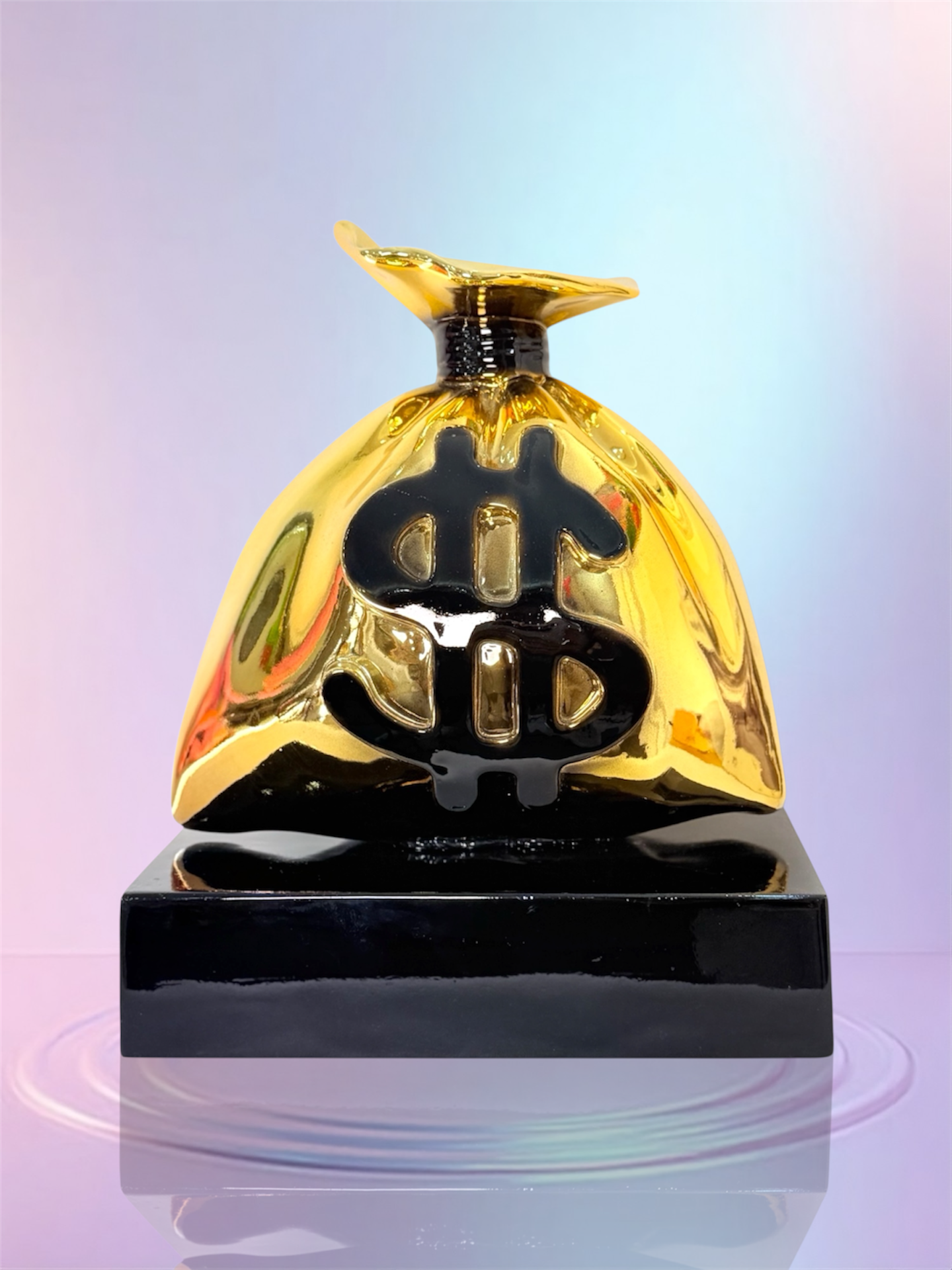 Green Money Bag Sculpture - Alec Monopoly Inspired Pop Art Sculpture Green; Red Pop Art Decor Sculpture image 2 - HT Animal Supply