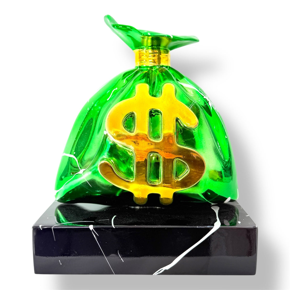 And Iconic Green Money Bag Graffiti Pop Art Sculpture