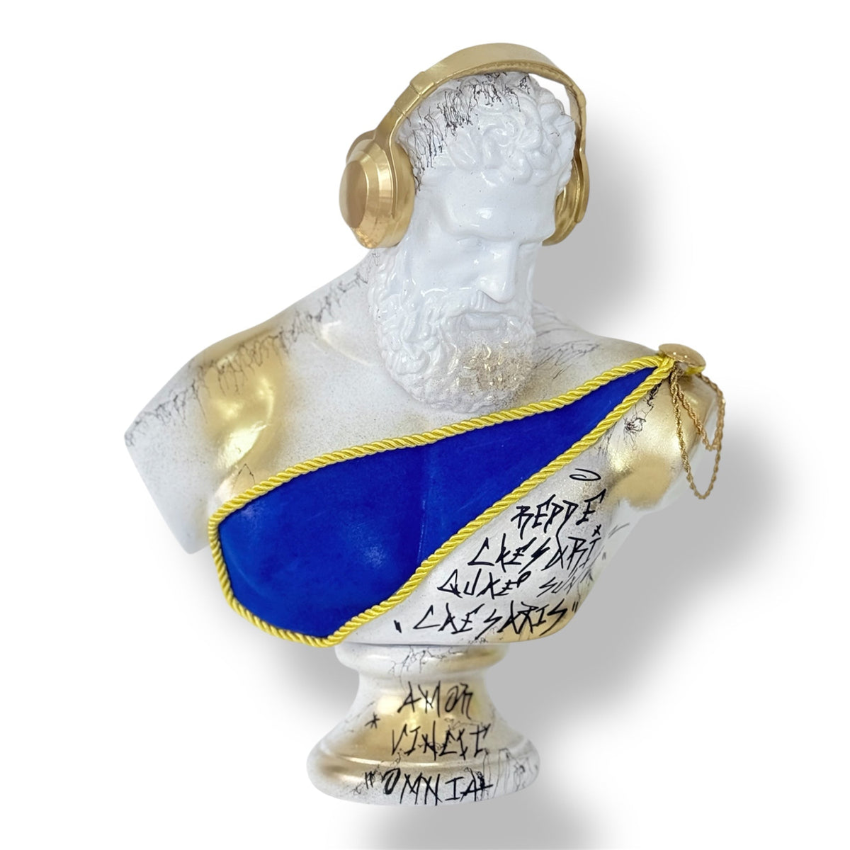 And Iconic Hercules Bust Sculpture White and Gold Modern Mythology Statue