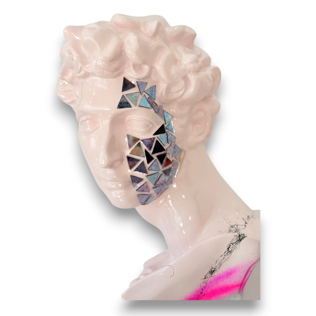 And Iconic Giuliano de Medici Bust Mirror Mosaic Neon Style