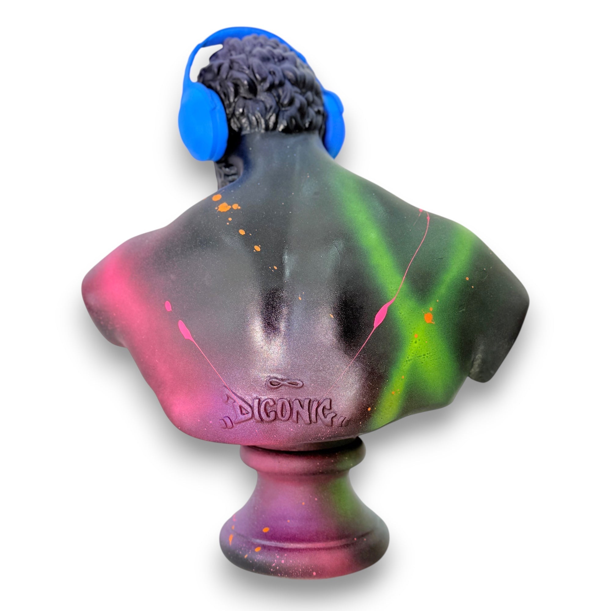 And Iconic DJ Hercules King Sculpture Blue Headphones Pop Art Bust