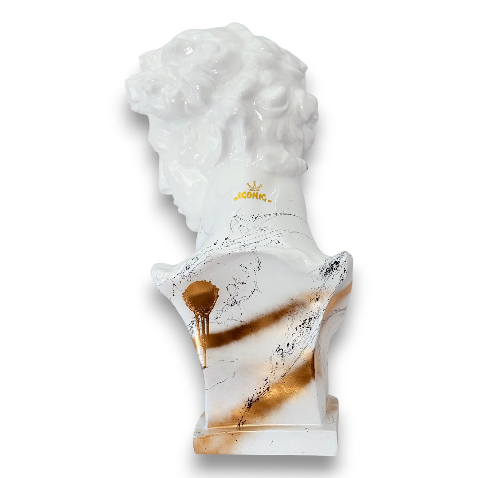 And Iconic Giuliano de Medici Bust White Marble Effect and Gold Applique Collector Style