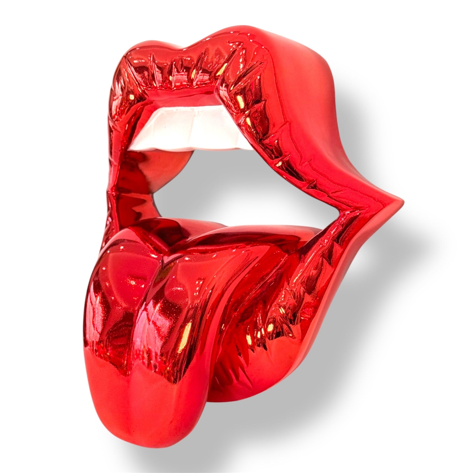 And Iconic Hot Red Chrome Kiss Wall Sculpture