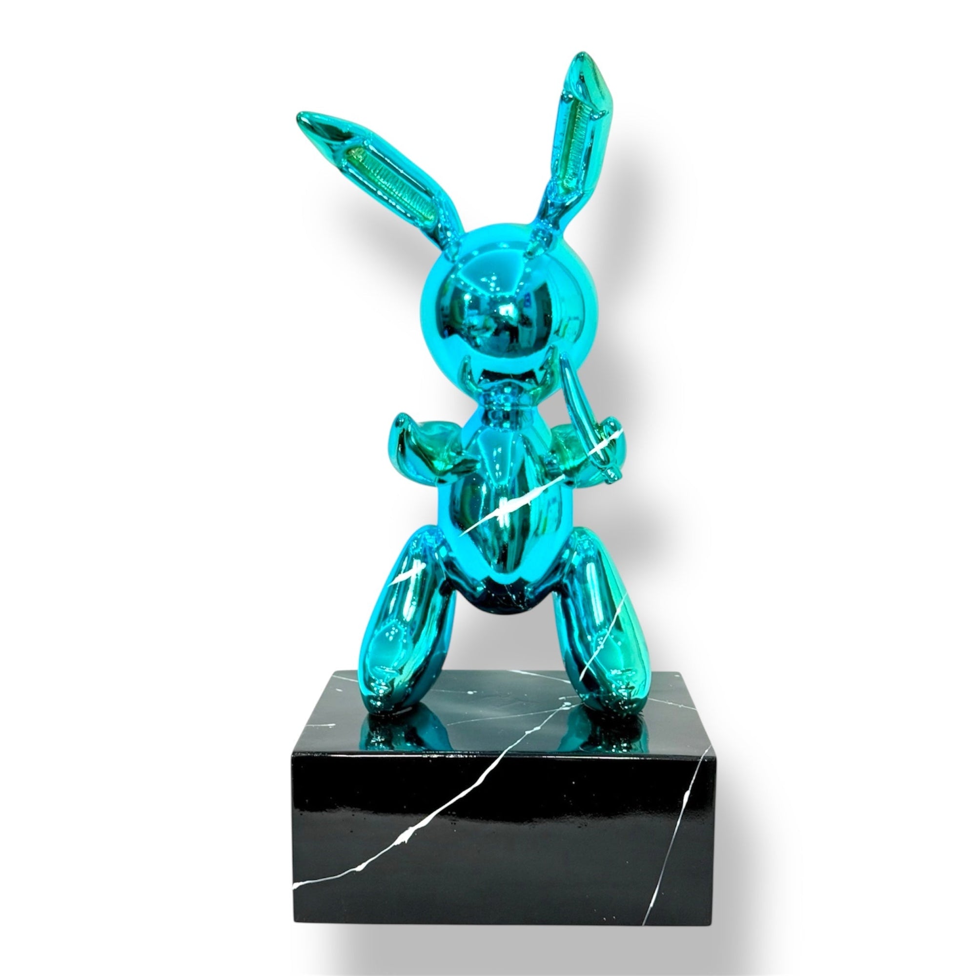 And Iconic Balloon Rabbit Sculpture Blue Chrome Pop Art Style