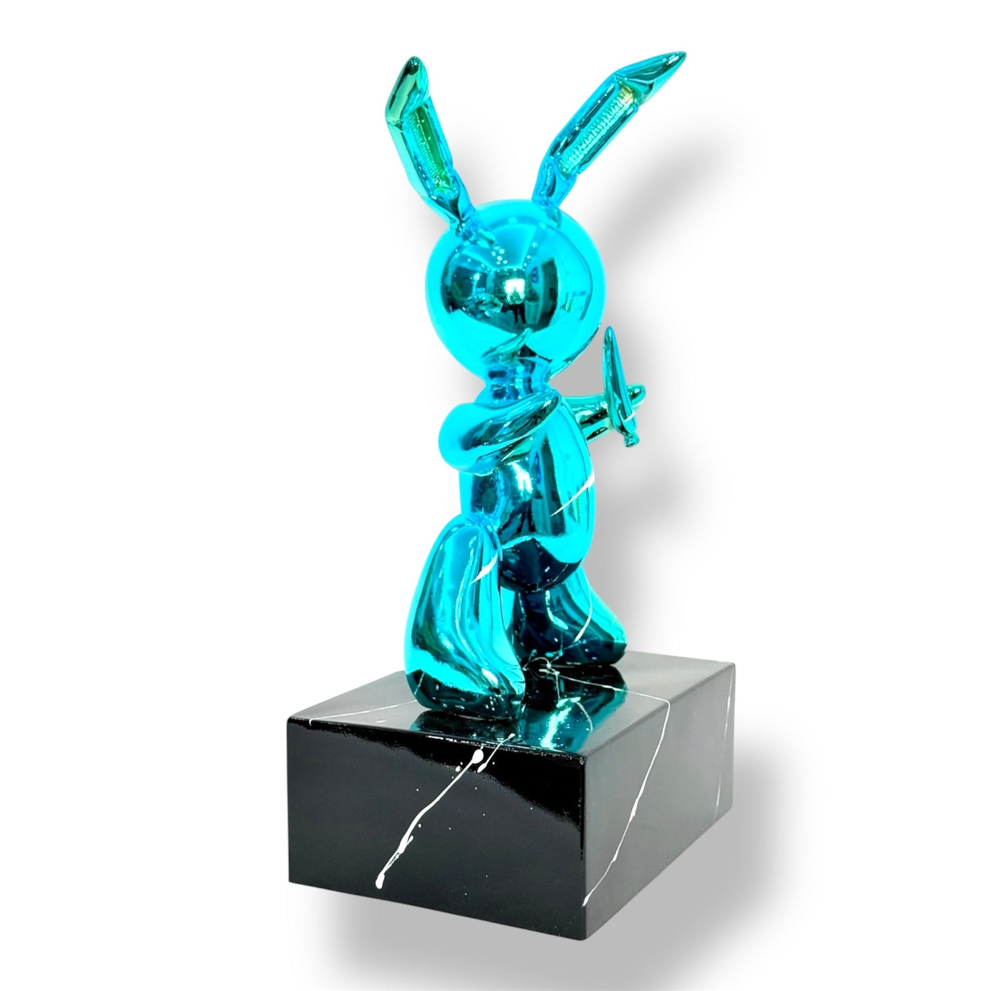 And Iconic Balloon Rabbit Sculpture Blue Chrome Pop Art Style