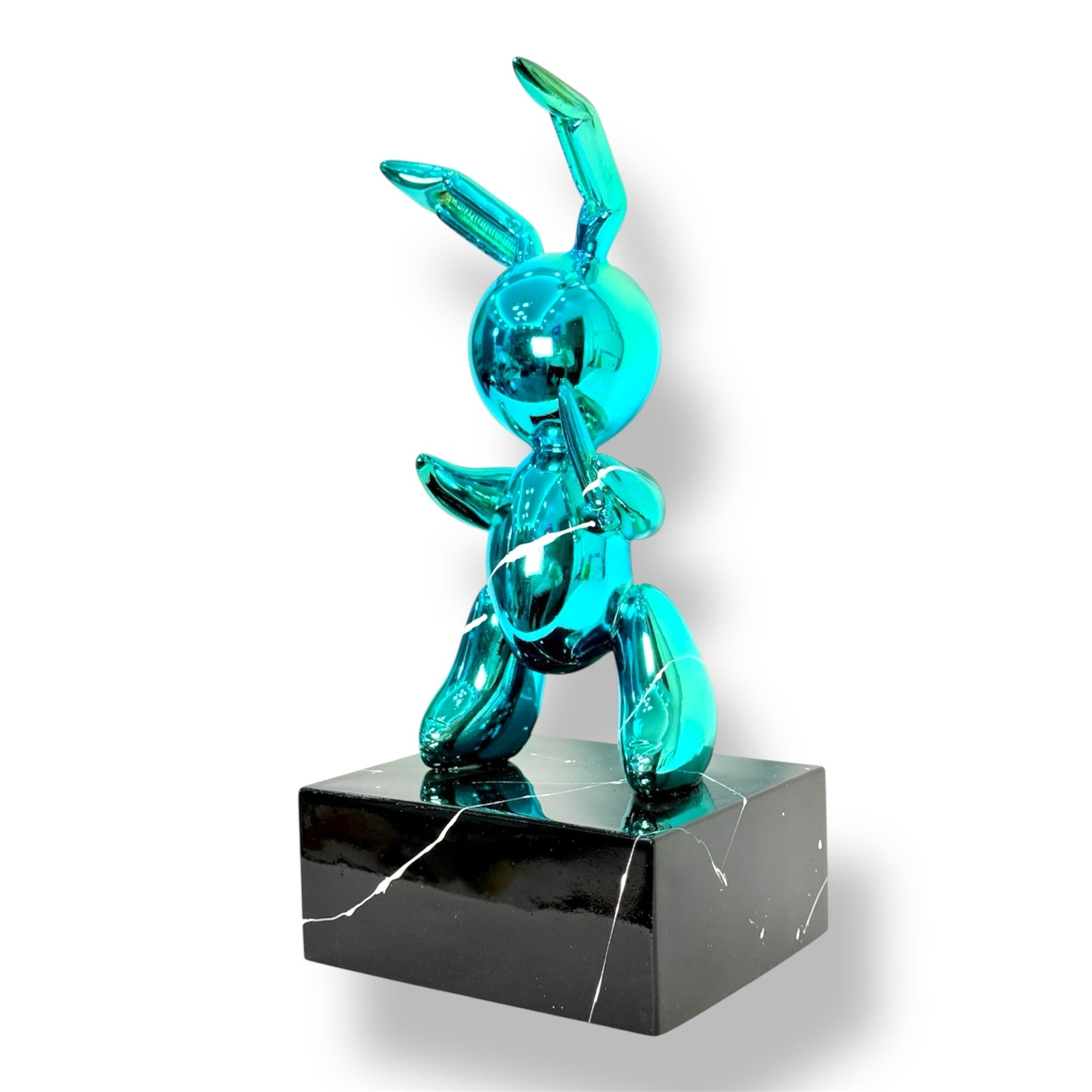 And Iconic Balloon Rabbit Sculpture Blue Chrome Pop Art Style
