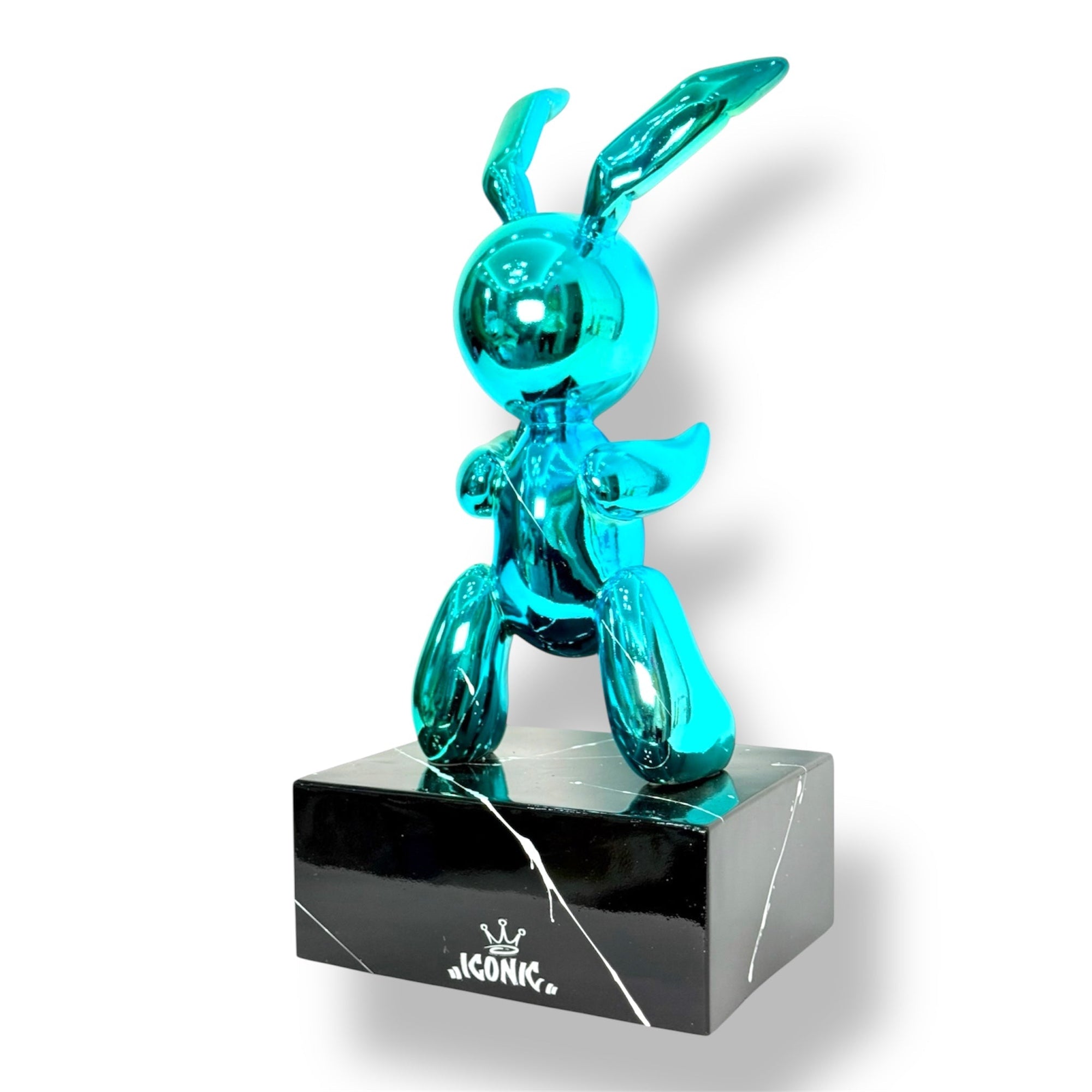And Iconic Balloon Rabbit Sculpture Blue Chrome Pop Art Style