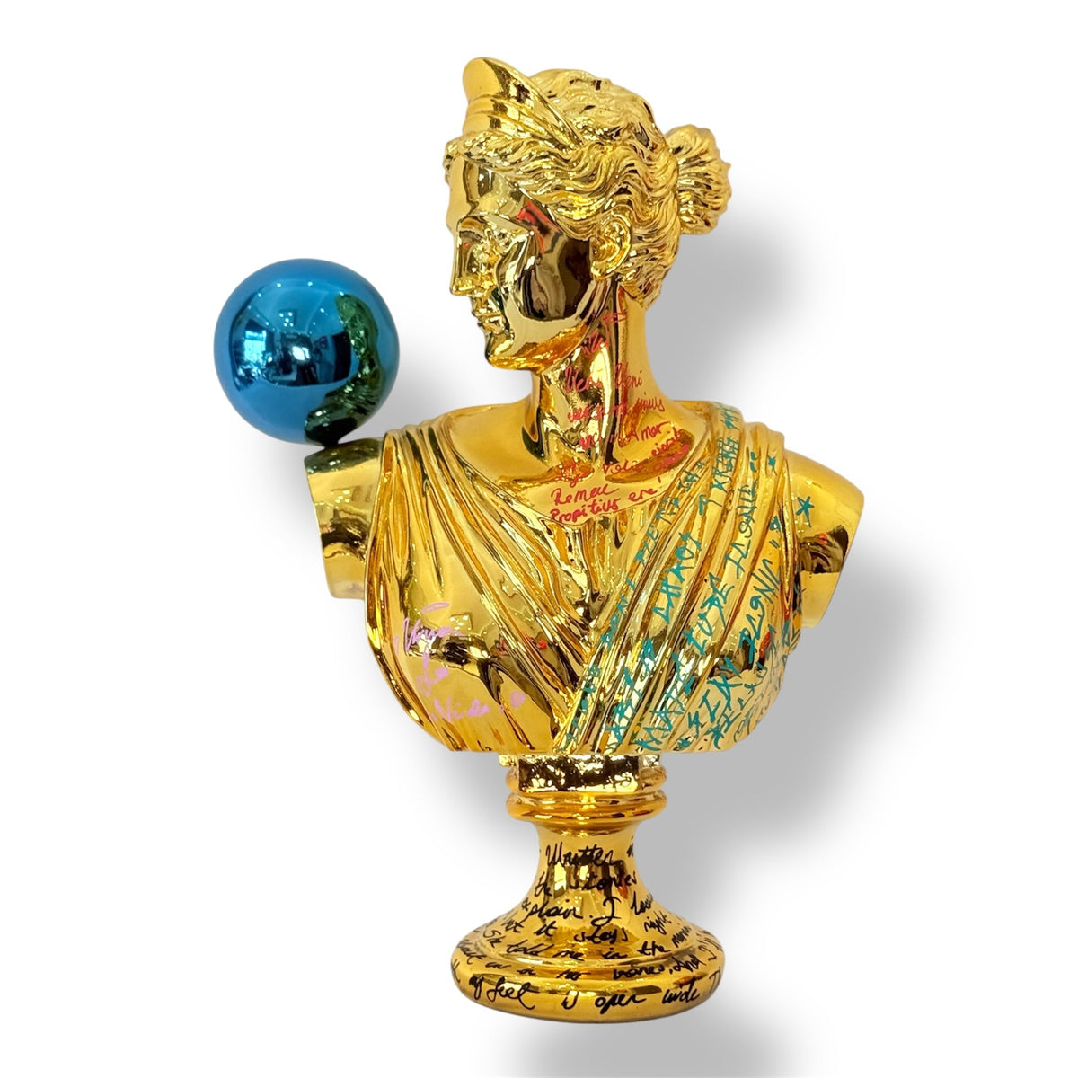 And Iconic Gold Chrome Artemis Sculpture Graffiti Pop Art Goddess Statue