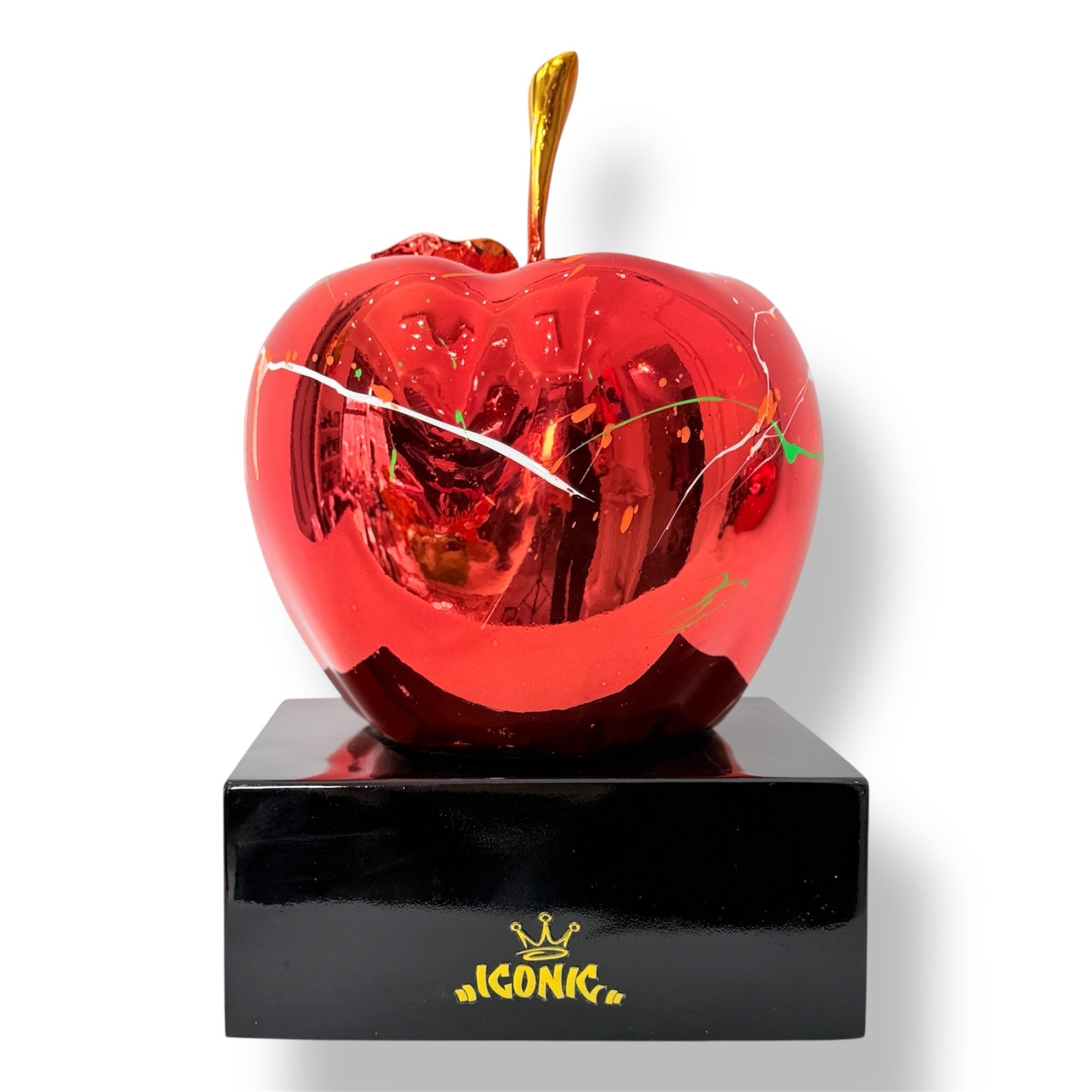 And Iconic Red Chrome Apple Sculpture Graffiti Pop Art Apple Decor