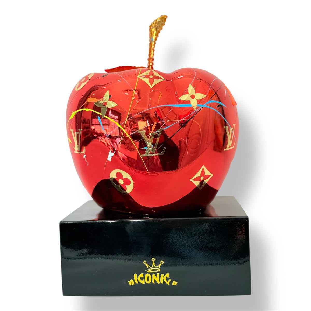 And Iconic Red Chrome Apple Sculpture Luxury Pattern Style