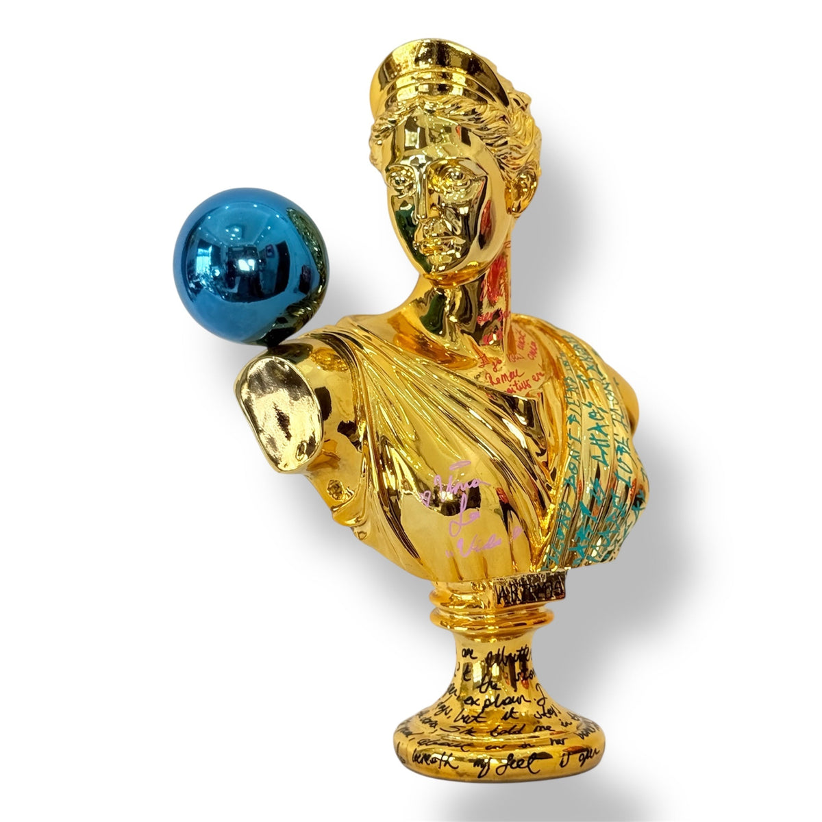 And Iconic Gold Chrome Artemis Sculpture Graffiti Pop Art Goddess Statue