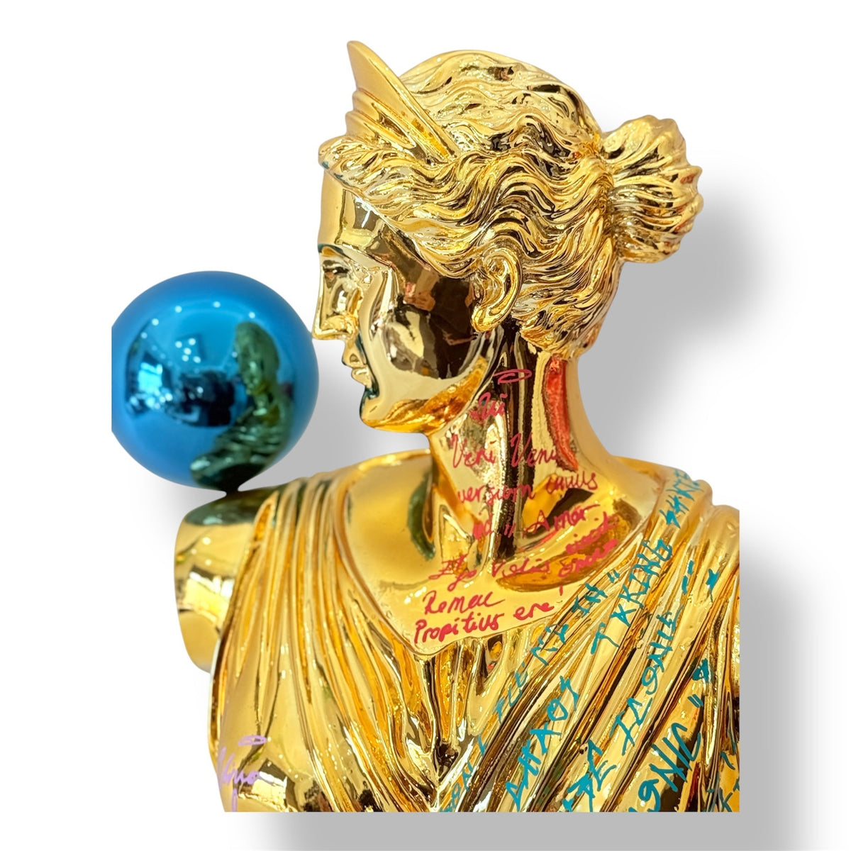 And Iconic Gold Chrome Artemis Sculpture Graffiti Pop Art Goddess Statue