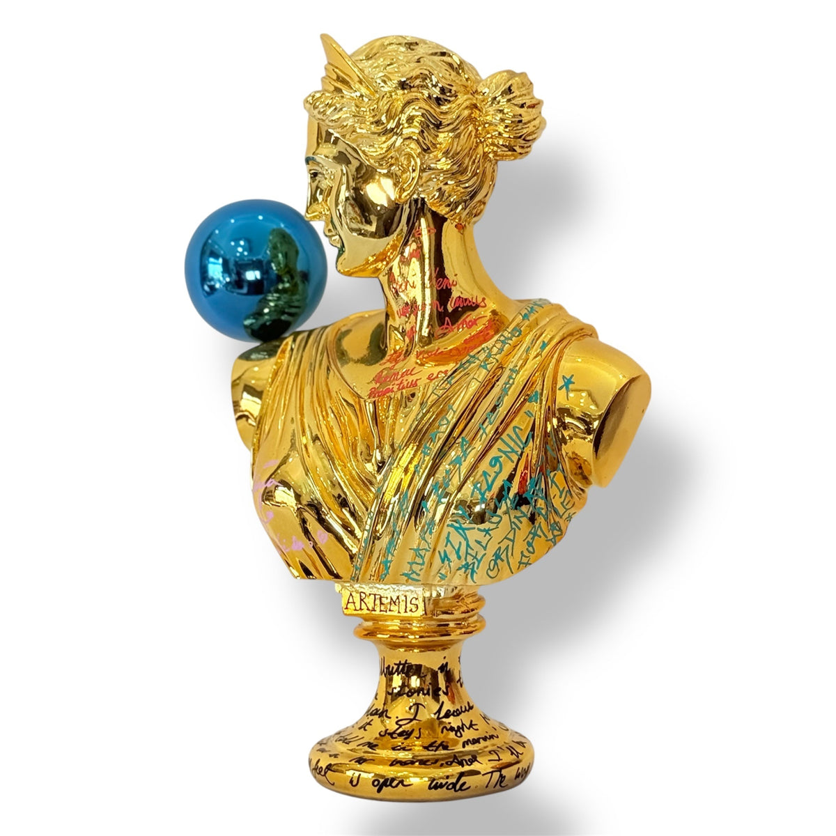 And Iconic Gold Chrome Artemis Sculpture Graffiti Pop Art Goddess Statue
