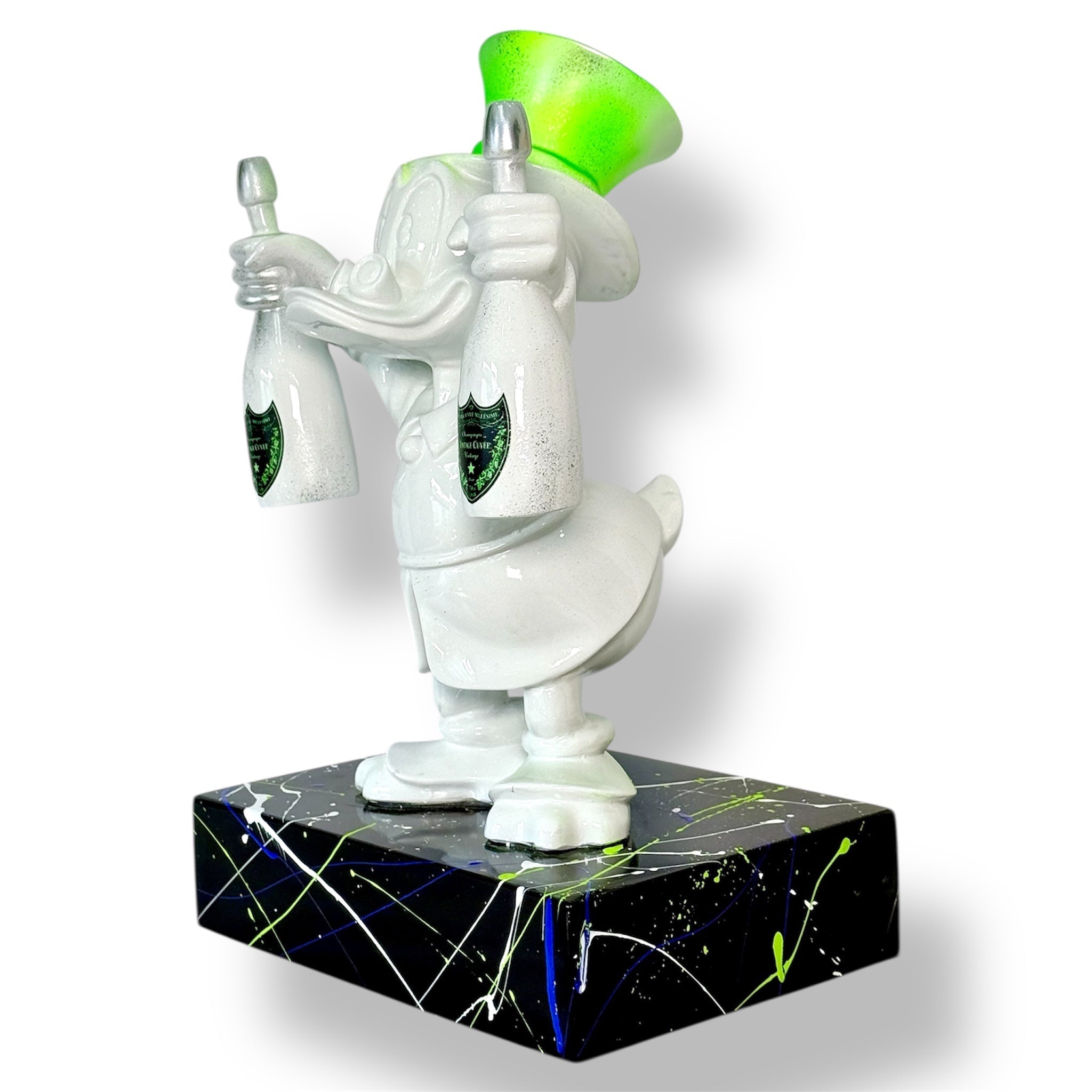 Scrooge McDuck Sculpture - White Neon Green Pop Art Edition White; Green Pop Art Decor Sculpture image 2 - HT Animal Supply