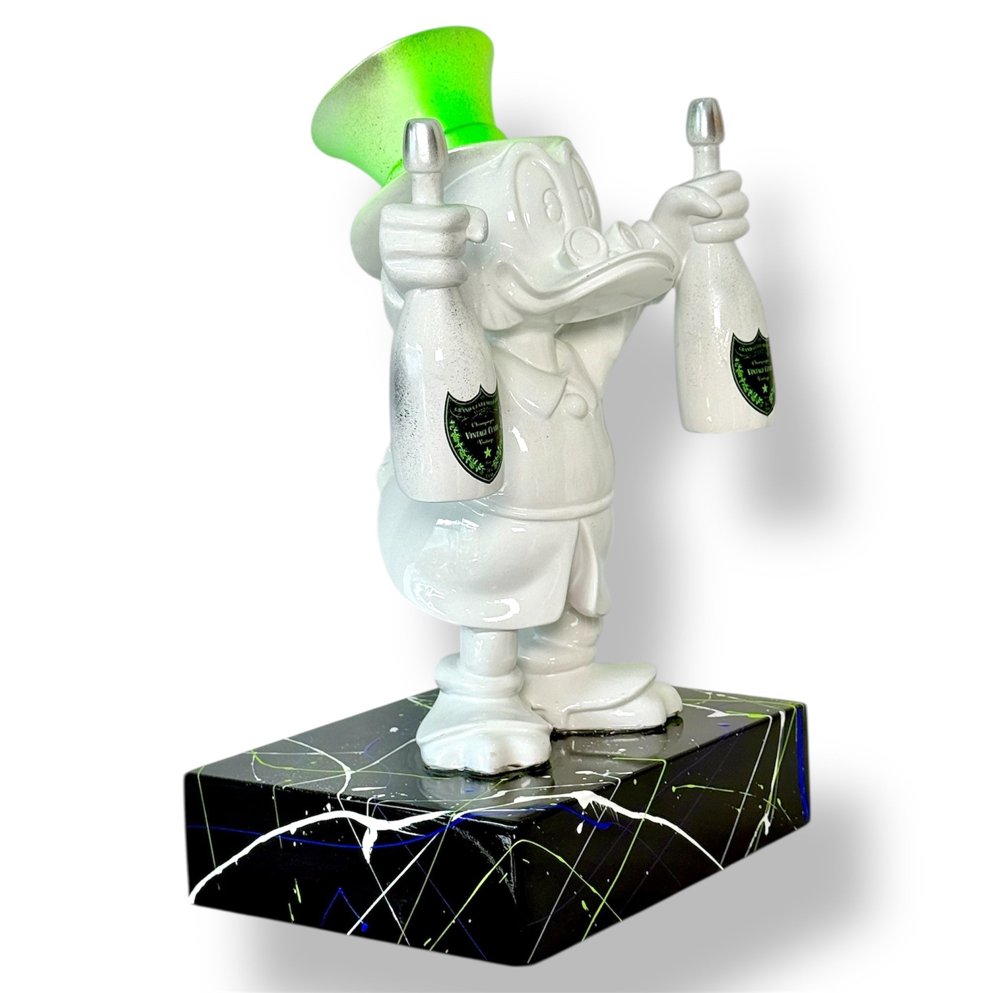 Scrooge McDuck Sculpture - White Neon Green Pop Art Edition White; Green Pop Art Decor Sculpture image 3 - HT Animal Supply
