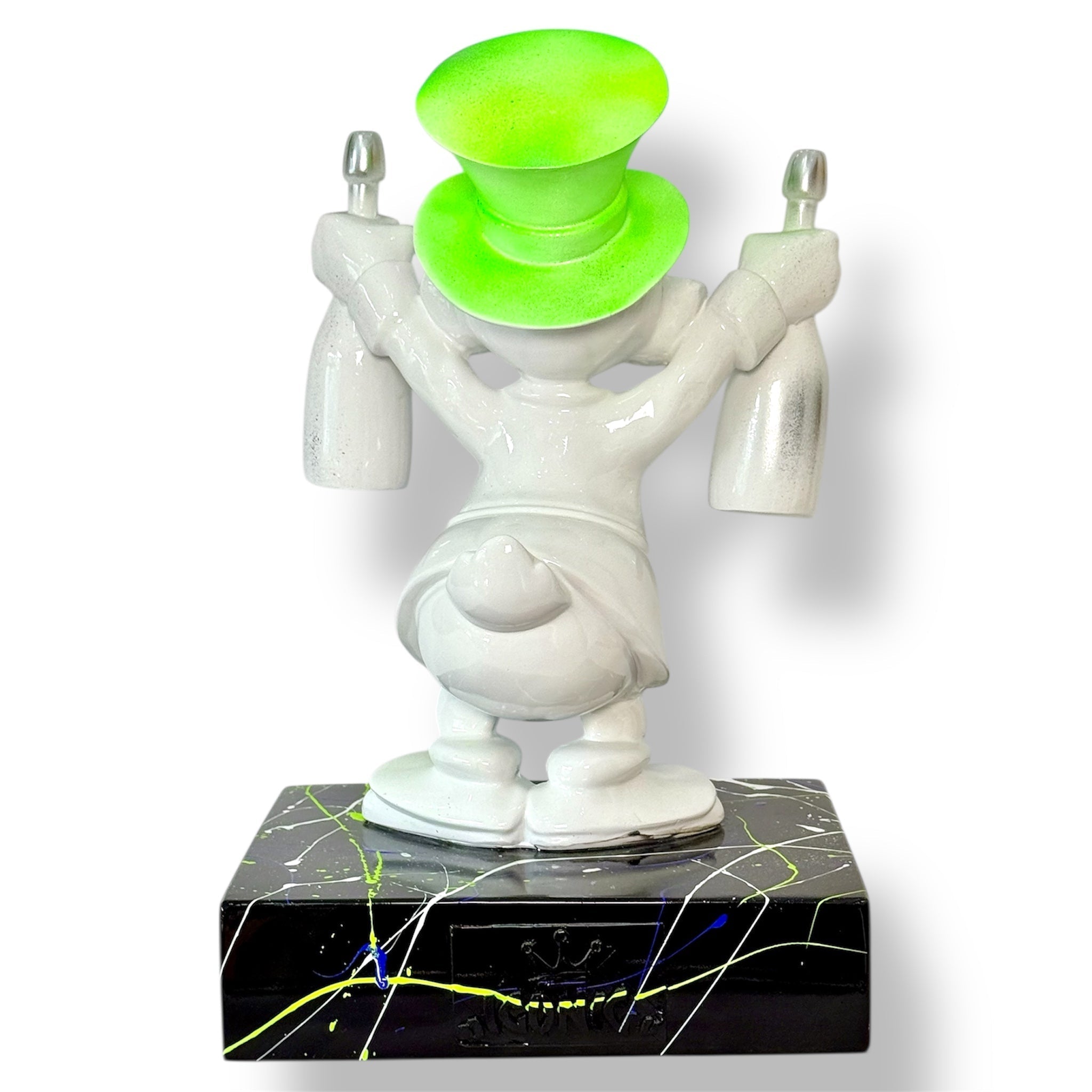 Scrooge McDuck Sculpture - White Neon Green Pop Art Edition White; Green Pop Art Decor Sculpture image 4 - HT Animal Supply