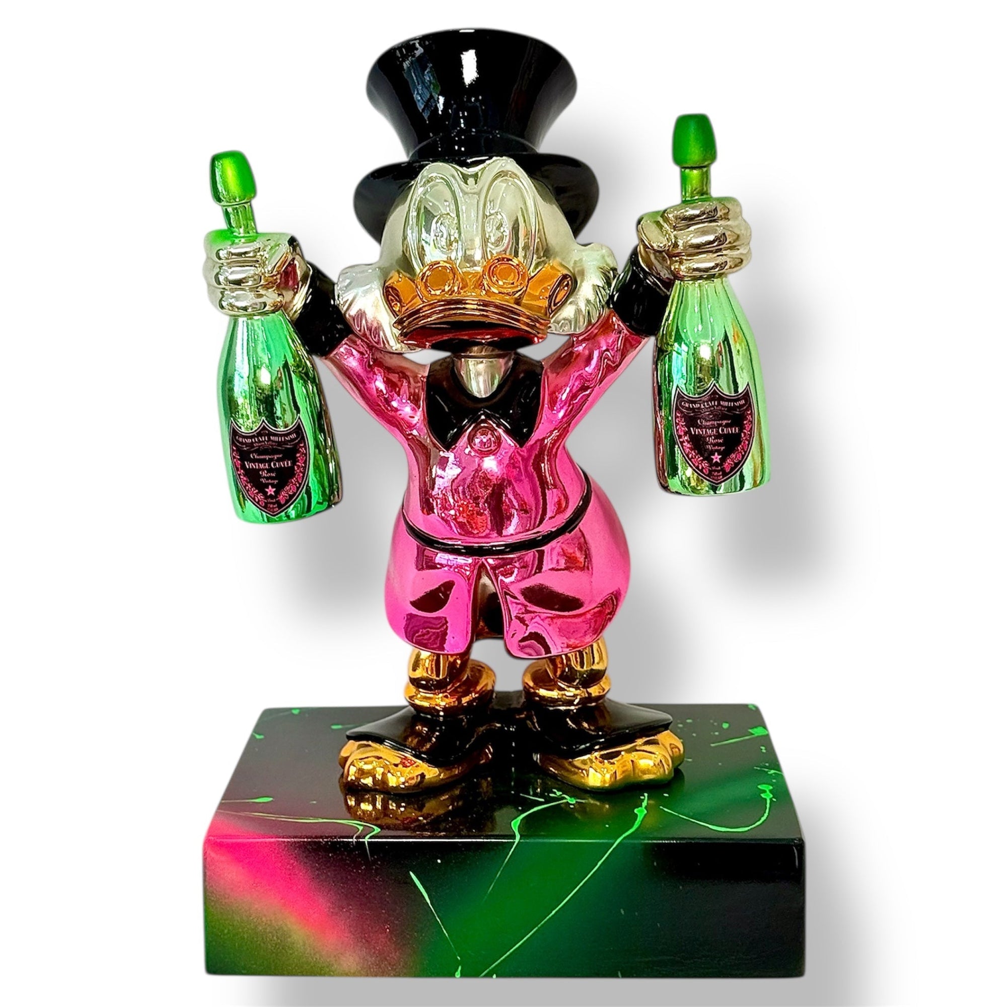 And Iconic Pop Art Duck Chrome Sculpture Pink Pop Art Champagne Statement Decor