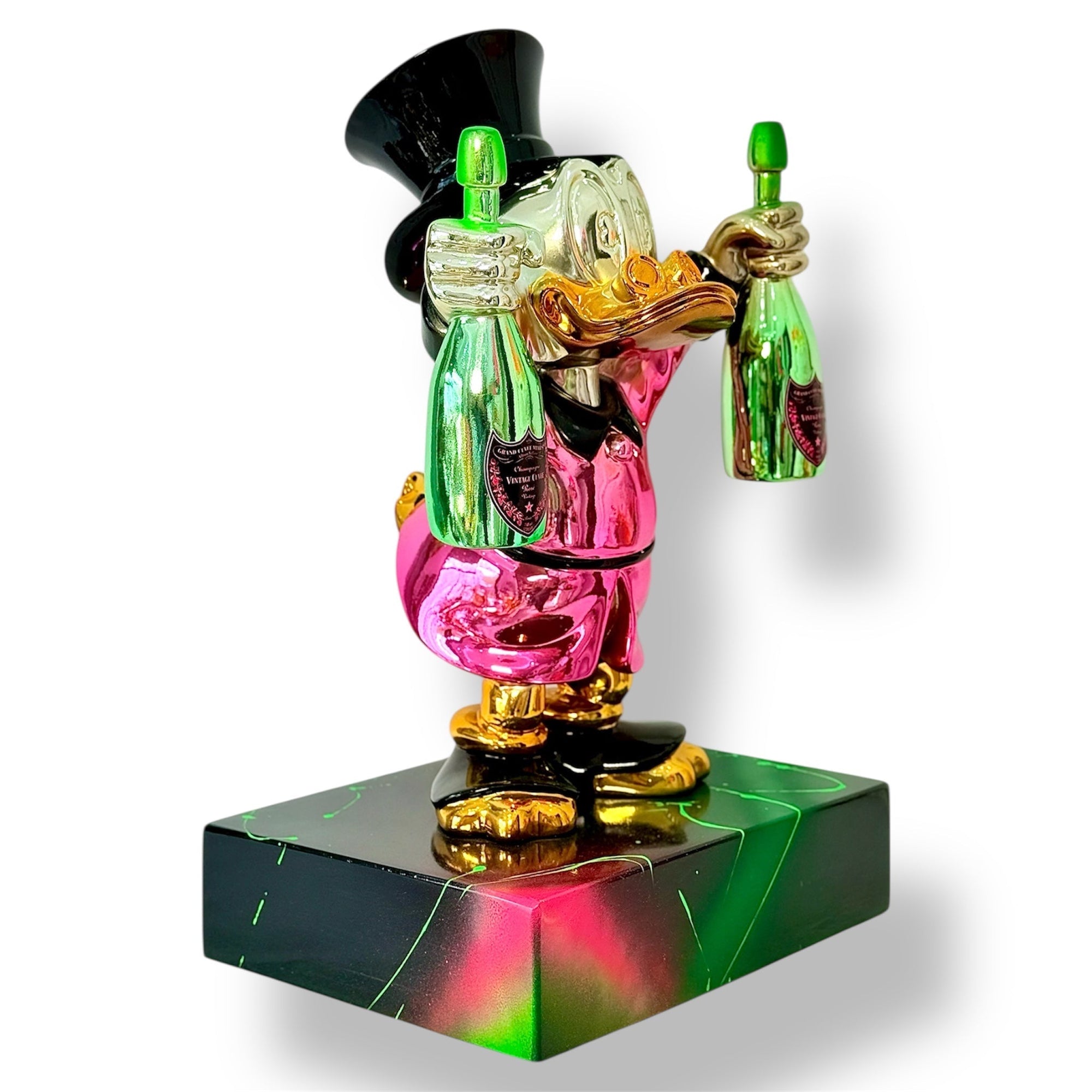 And Iconic Pop Art Duck Chrome Sculpture Pink Pop Art Champagne Statement Decor