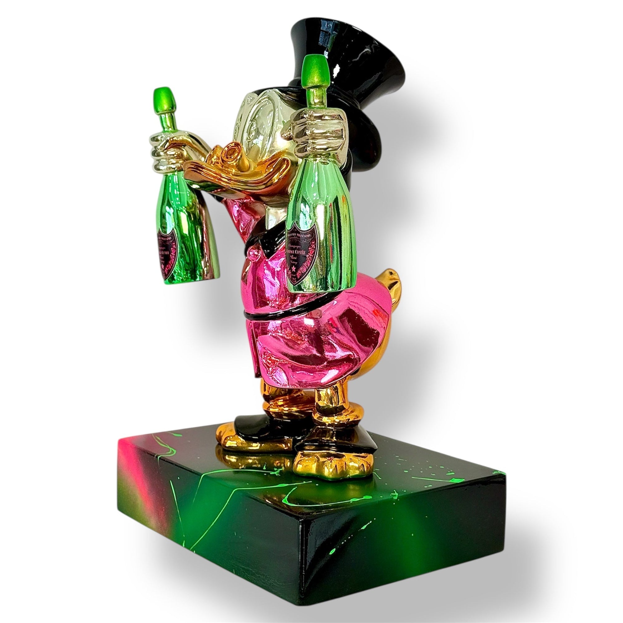 And Iconic Pop Art Duck Chrome Sculpture Pink Pop Art Champagne Statement Decor