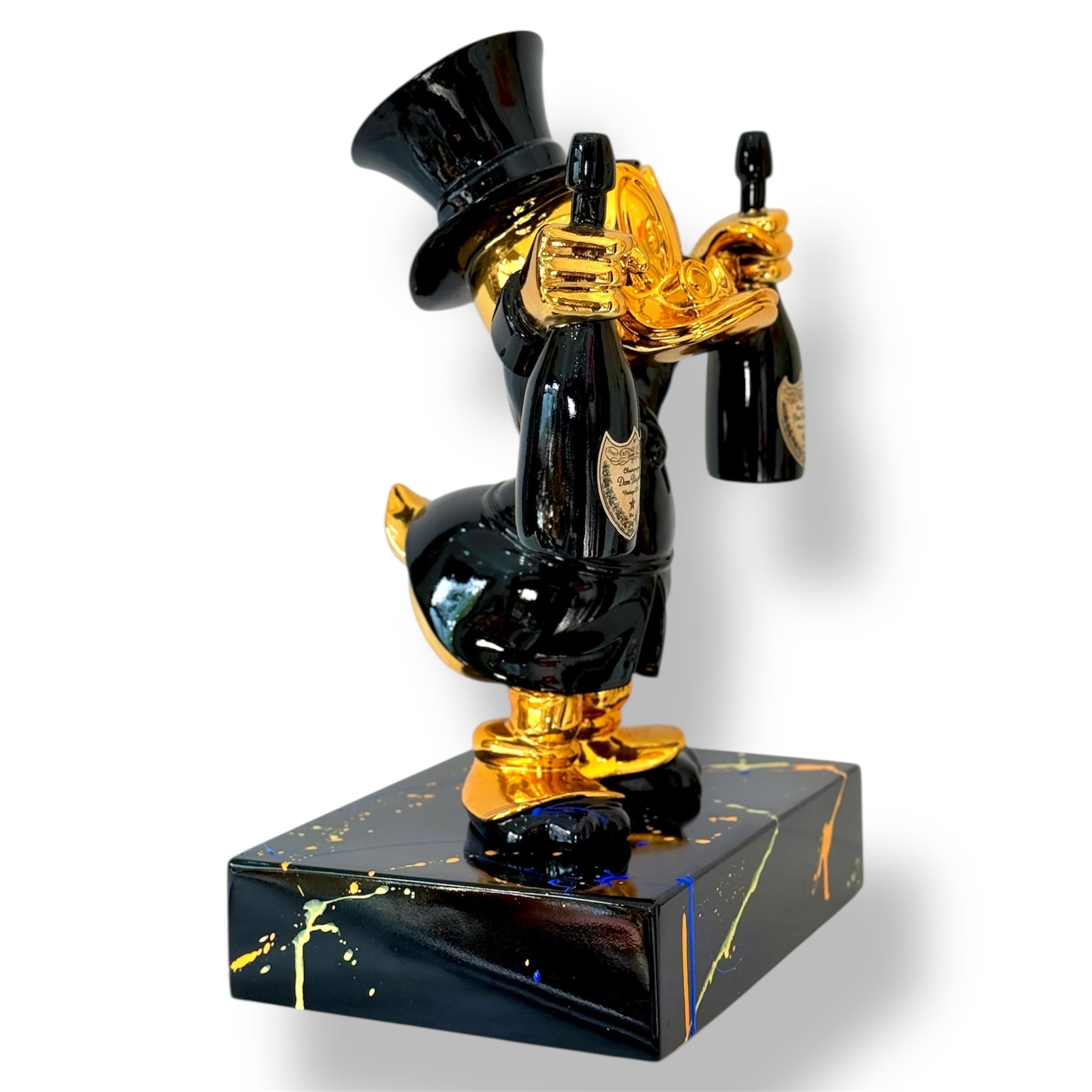 Scrooge McDuck Champagne Sculpture - Gold Chrome Celebration Edition Gold; Red Chrome Decor Sculpture image 3 - HT Animal Supply
