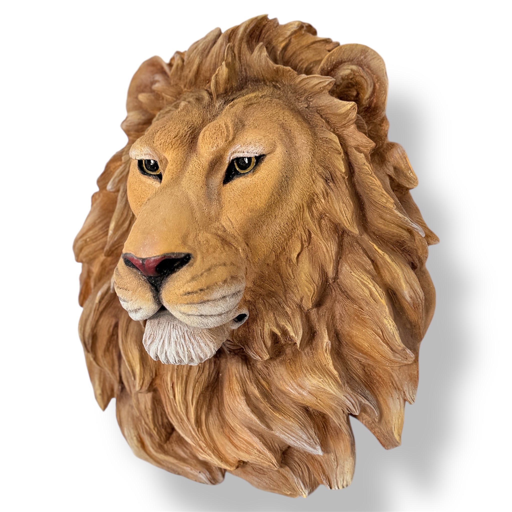 Lion Head Wall Sculpture - Statement Wall Art Decor Red Designer-Inspired Decor Sculpture image 2 - HT Animal Supply
