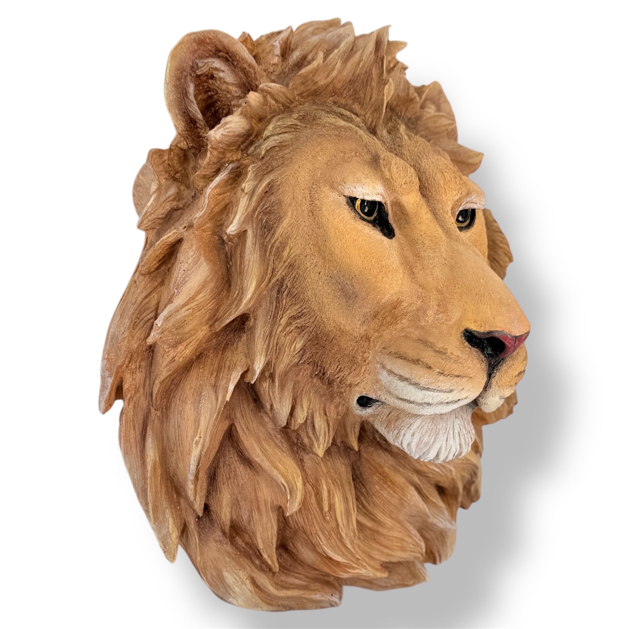 Lion Head Wall Sculpture - Statement Wall Art Decor Red Designer-Inspired Decor Sculpture image 4 - HT Animal Supply