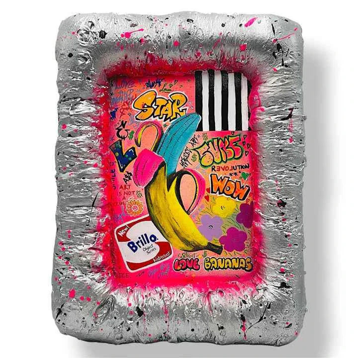 And Iconic Banana Pop Art Wall Art with Sculptural Frame