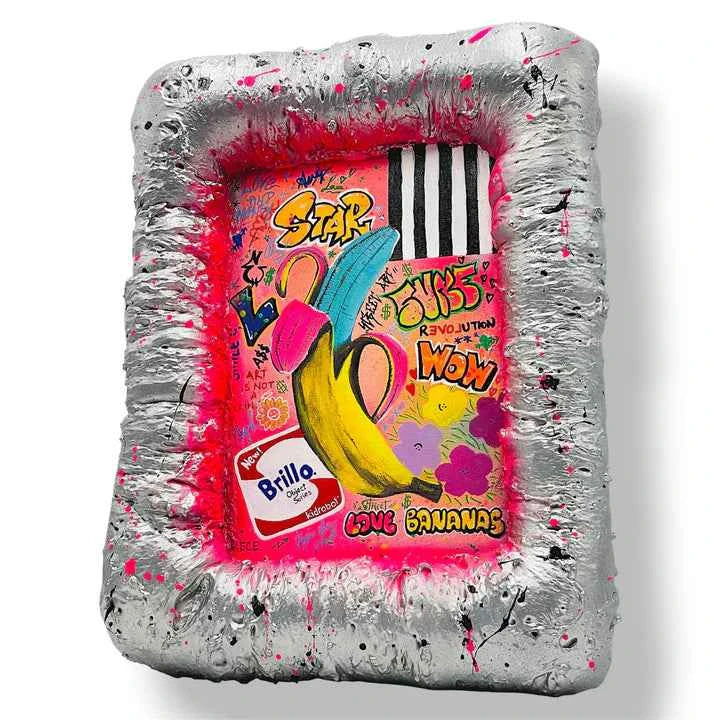 And Iconic Banana Pop Art Wall Art with Sculptural Frame