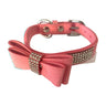 Bow Tie Dog Collar in Pleather, Pink