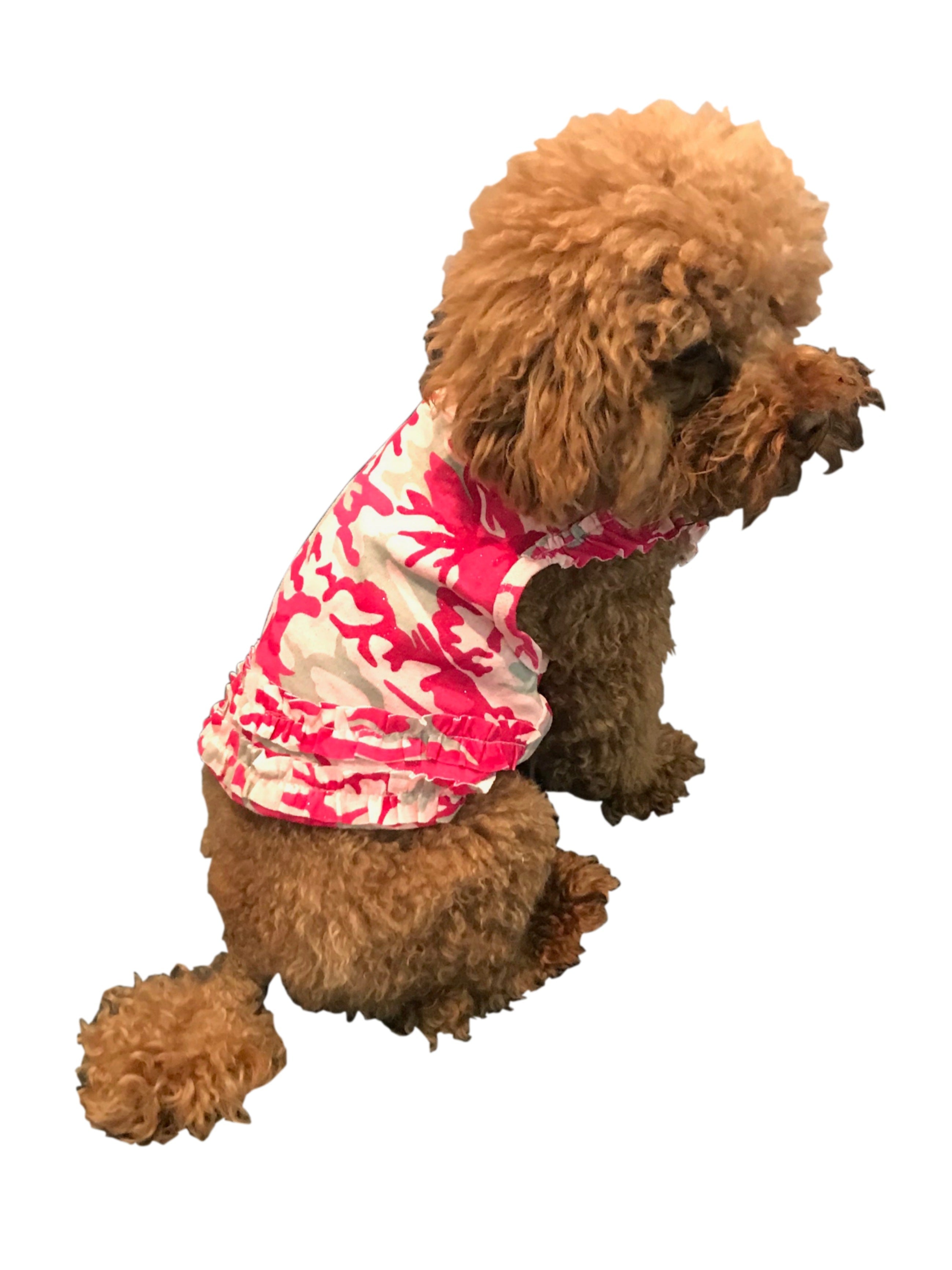 Pink Glitter Camo Tank with Ruffles