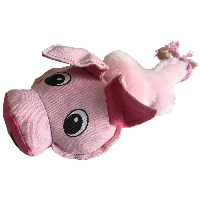 Dogline 22-Inch Safari Pig Dog Toy with Embedded Ball & Rope