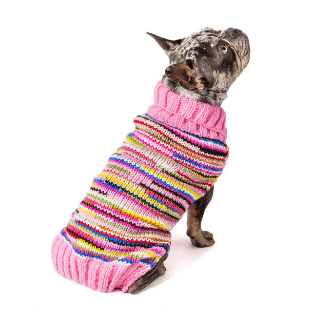 Chilly Dog Pink Multi Wool Dog Sweater