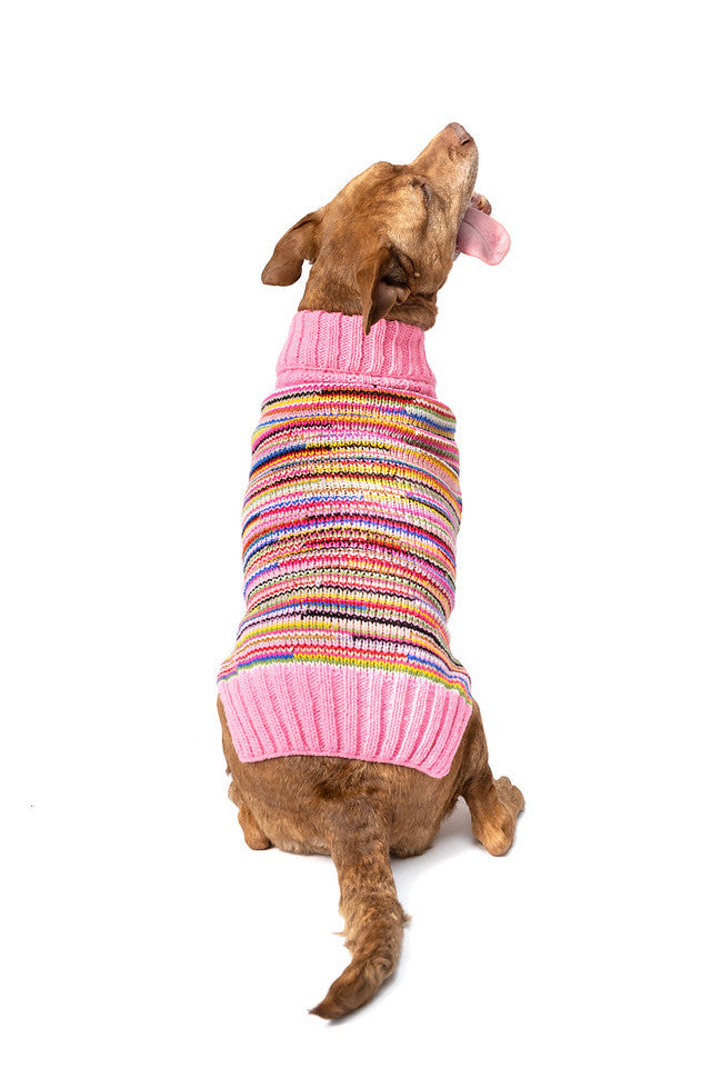 Chilly Dog Pink Multi Wool Dog Sweater