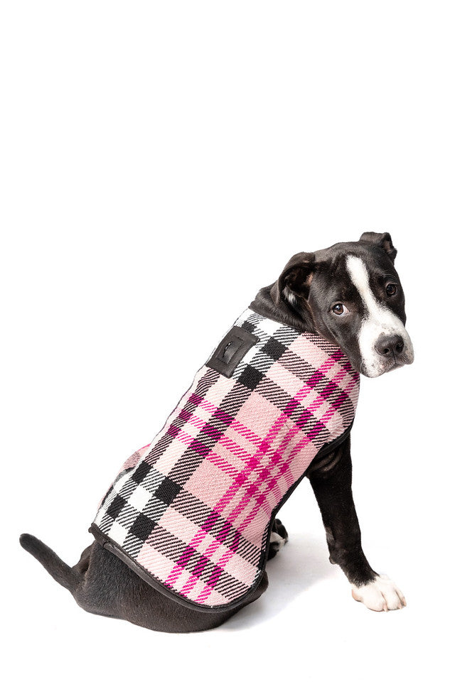 Chilly Dog Pink Plaid Wool Blanket Dog Coat