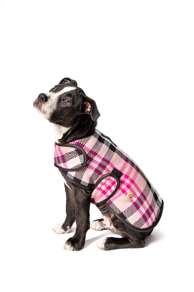 Chilly Dog Pink Plaid Wool Blanket Dog Coat