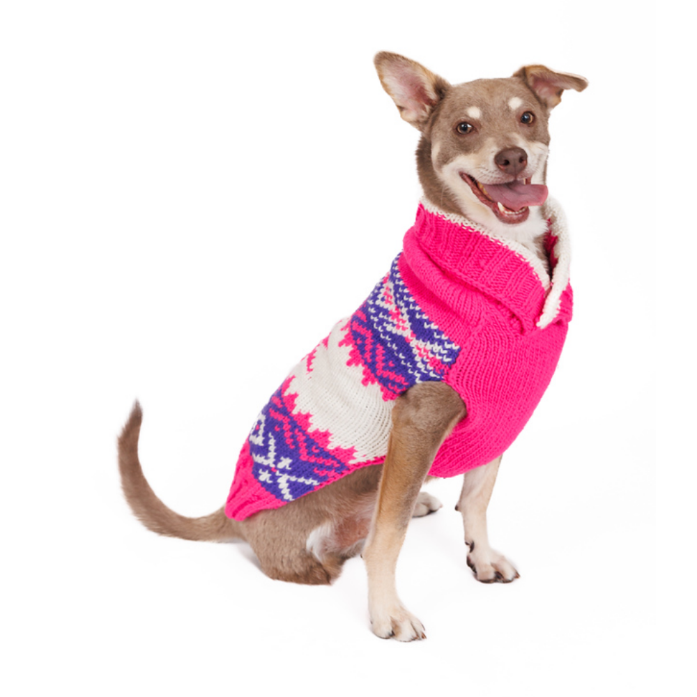 Chilly Dog Pink Vail Knit Wool Dog Sweater