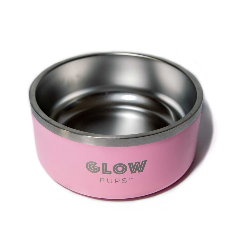 Glow Pups: Light Pink Vacuum Insulated Stainless Steel Dog Bowl