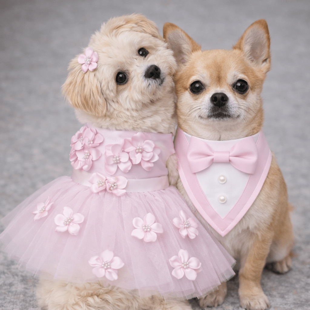 Heads or Tails Pup Pink Ceremony Tuxedo Dog Bandana