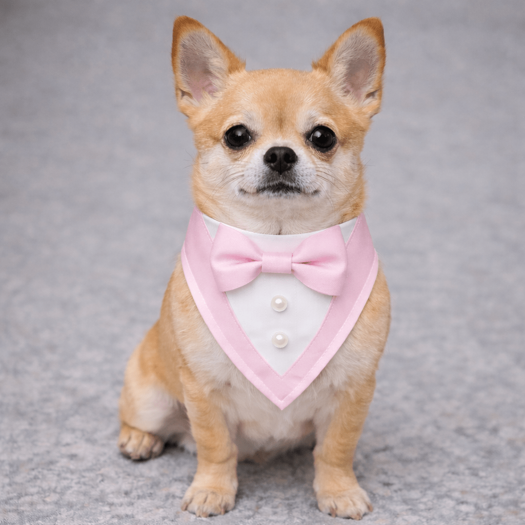 Heads or Tails Pup Pink Ceremony Tuxedo Dog Bandana