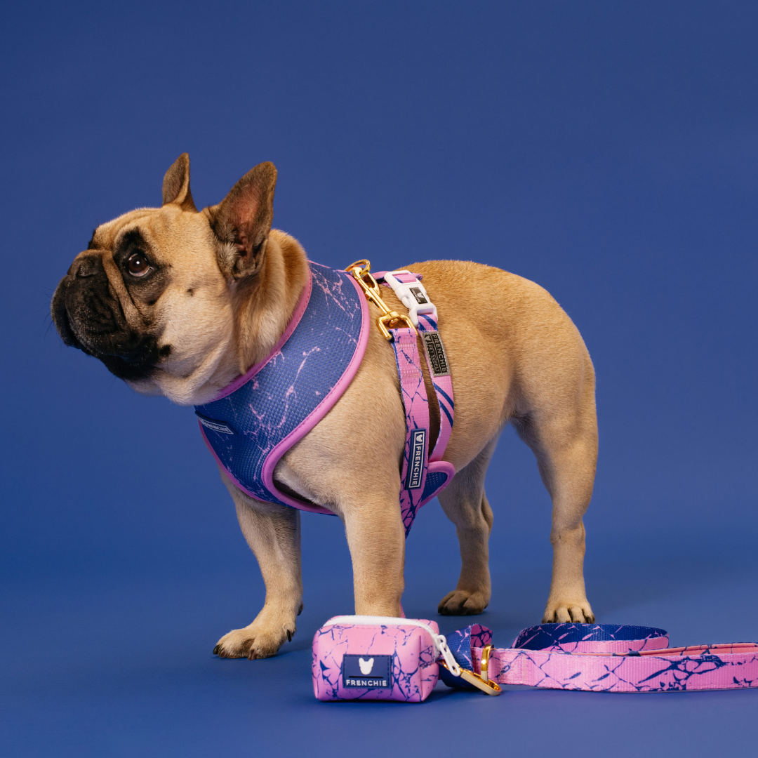 Frenchie Poo Bag Holder - Pink Marble