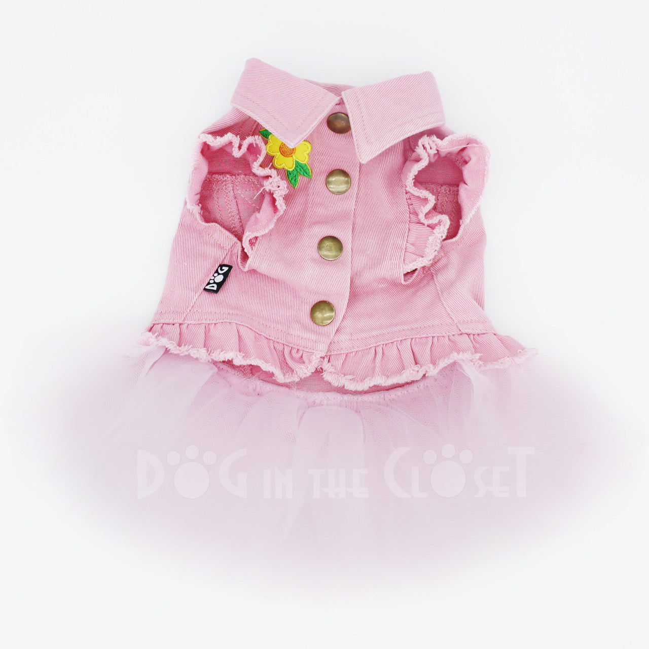 Pink Pastel Easter Denim Dog Jacket with Tutu