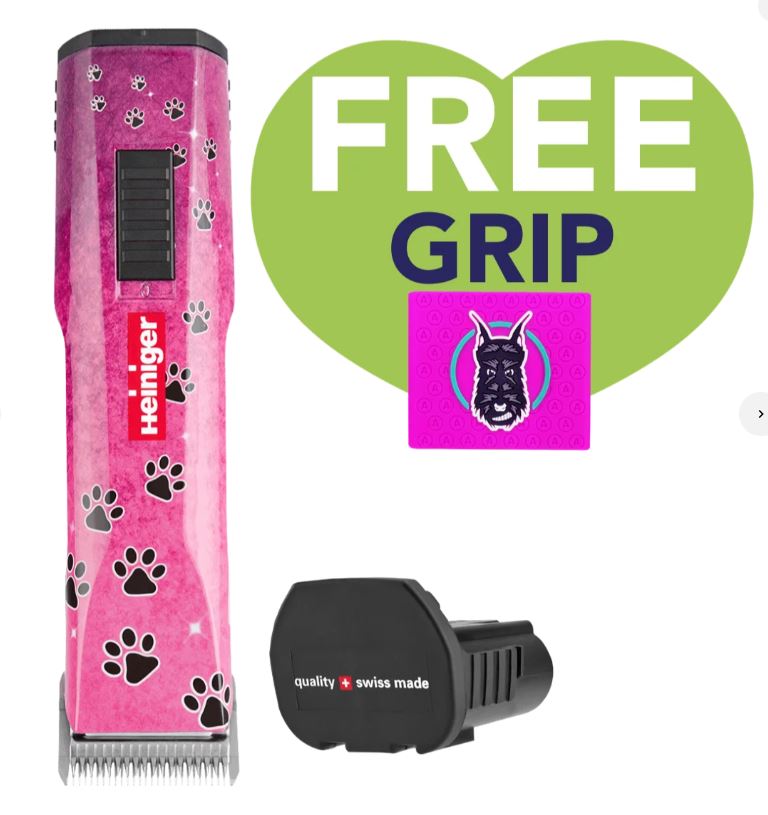 Pink Paws Saphir Cordless Clipper One Battery with Free Grip by Heiniger