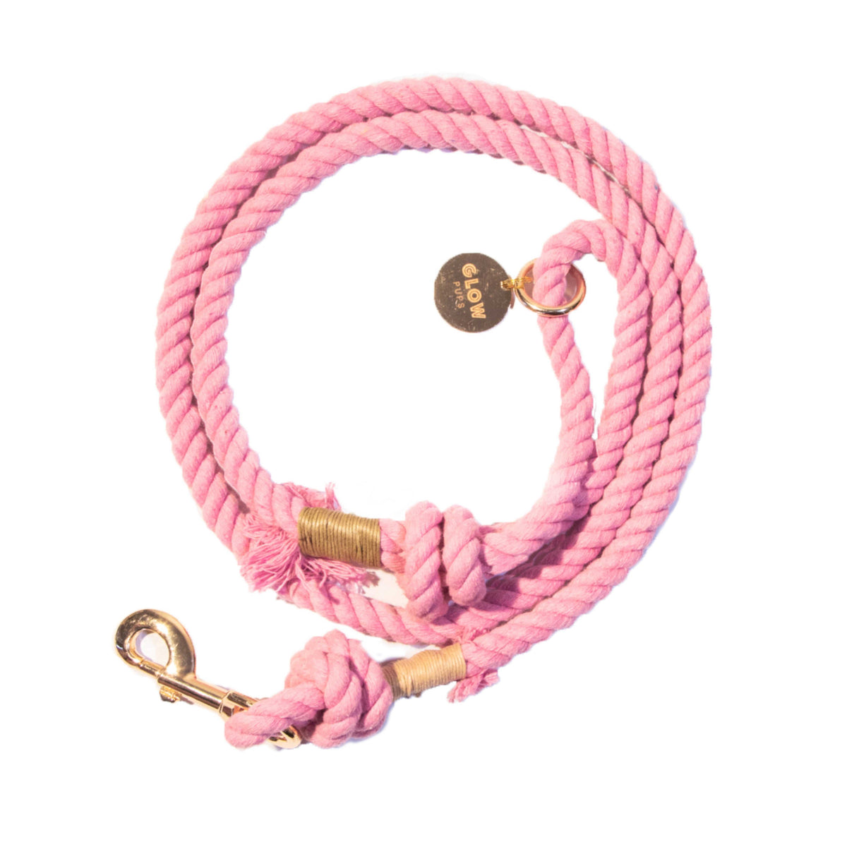 Glow Pups: Light Pink Boho Chic Cotton Rope Dog Leash