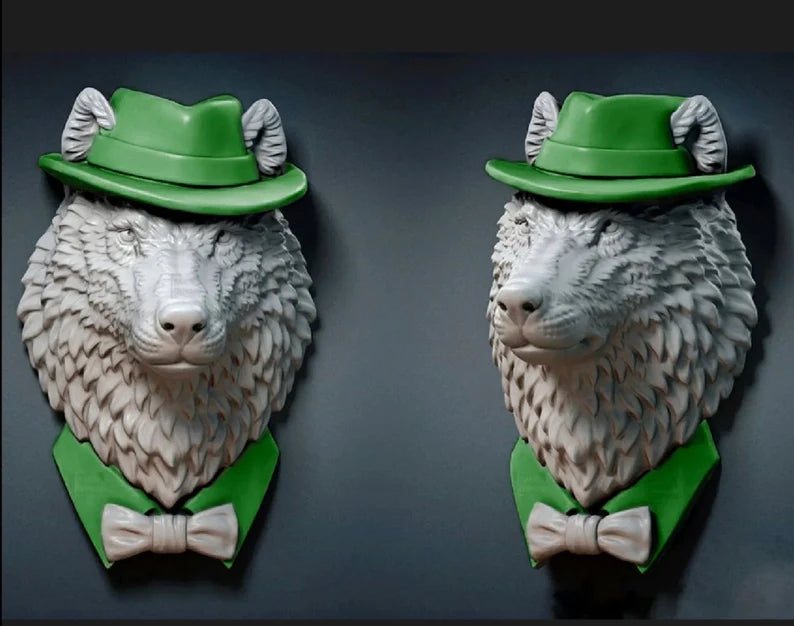 Pop Art Wolf Head Sculpture