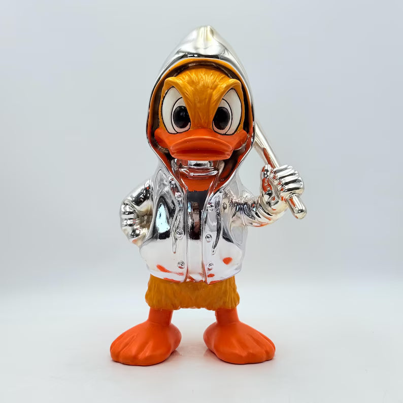 Pop Art Duck Silver Chrome Sculpture – Hoodie Edition